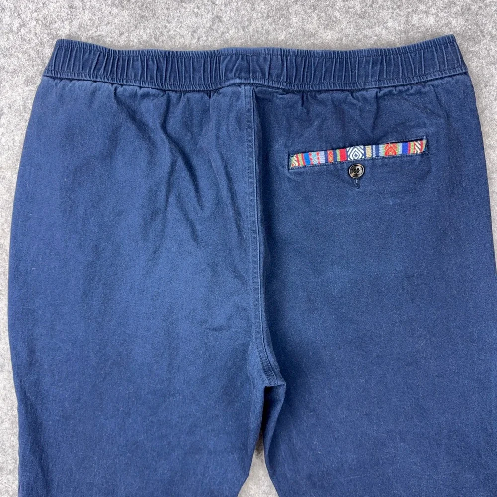 Wowie Jogger Pants Mens Large Navy Blue Tribal Aztec Trim Elastic Waist Boho
